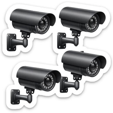 Four cctv cameras linked together  sticker