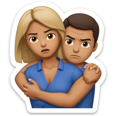 Girl holding man in a choke hold  sticker