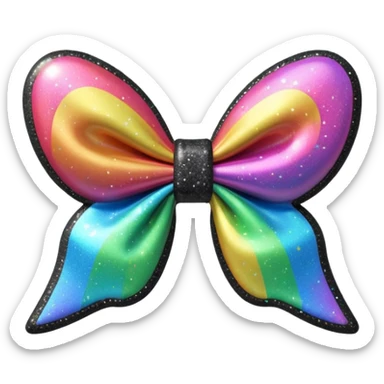masterpiece,8000x8000px, 8k quailty, no background. 3D rendering, isolated bow in black holographic glitter with a slight rainbow glitter effect cartoon 3D emoji concept render, facing forward, matte finish, 3D emoji render, app icon, new iOS 18.4 style, glossy cute sticker