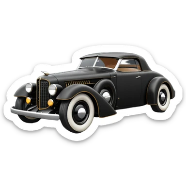  the animated series Batmobile loosely based on 1936 cord 812 (flat long square body edge lines) stealthy understated rat rod  sticker