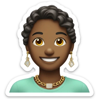 smiling girl with jewelry and braces  sticker