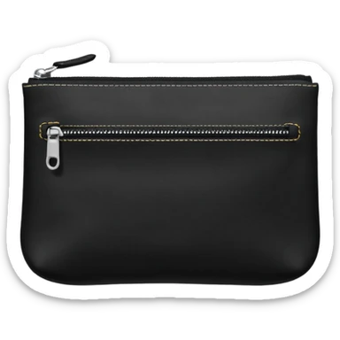 small zipper pouch with essentials, sticker