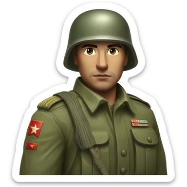 realistic ussr soldier serious with military takes sticker