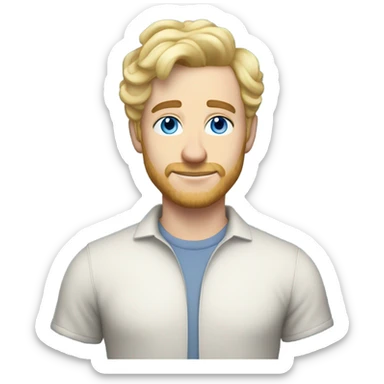 full body standing light curl blonde 30yo man blue eyed pale skin sticker