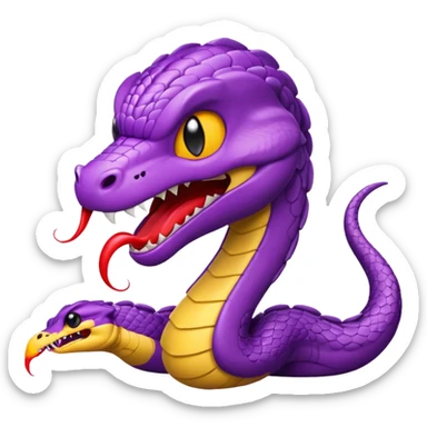  i want a animated emoji with the text "'Lil Viper Mad" with an angry but cute little purple viper spitting sticker