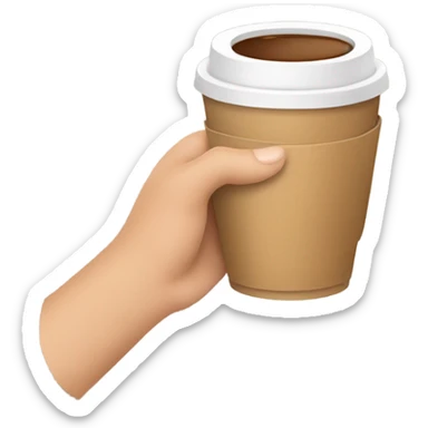 A hand holding a to go coffee cup sticker
