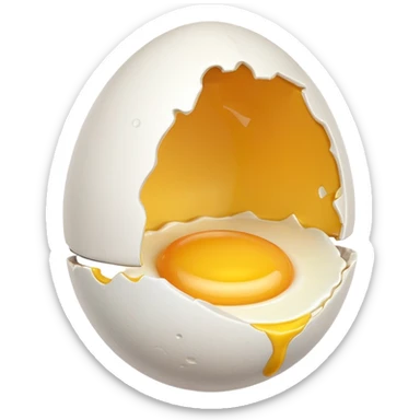 egg object icon, cracked egg with yolk, 3D cartoon, mobile game icon style, clean background, no text, no watermark
 sticker