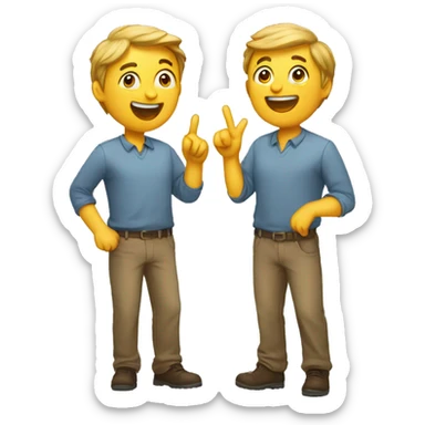 a happy person pointing something out to another surprised person sticker