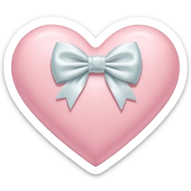 Pastel pink heart with white bow sticker