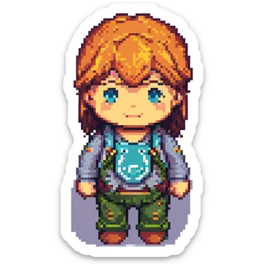 pixel art style combining company and profile elements sticker