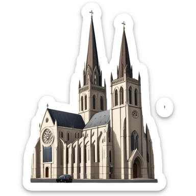 Cinematic Realistic St. Mary's Basilica Landmark Emoji, showcasing the iconic gothic church rendered with lifelike textures and soft, reverent lighting. sticker