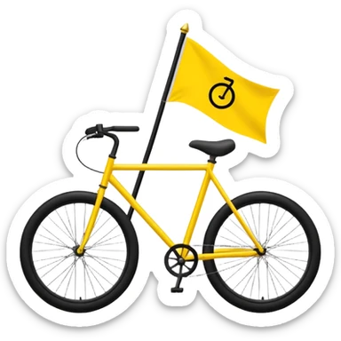 Create a Telugu Desam Party (TDP) flag emoji: bright solid yellow background, simple black bicycle icon in the center. Flat emoji style, bold colors, clean edges, no text, no gradients, no shadows. Square 1:1 ratio, transparent background, minimal and clear like a system emoji. sticker