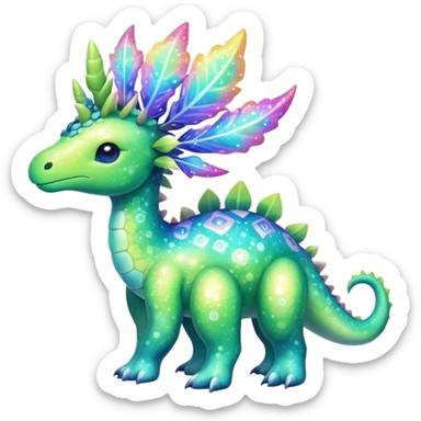 Shiny Exotic Cute Nebulae Sparkly Meganium-Aurorus-Amaura-Hybrid-Creature with pattern-markings sticker