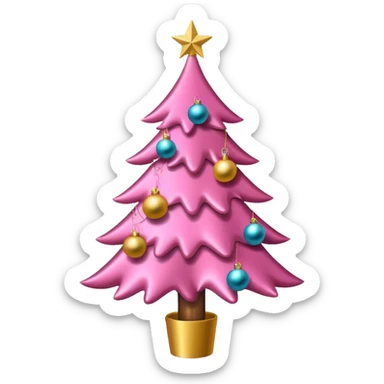 Pink Christmas tree sticker