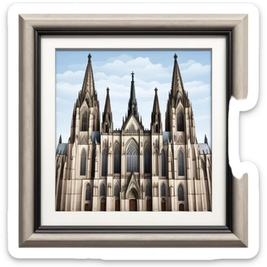 Cinematic Realistic Cologne Cathedral Landmark Emoji, showcasing Gothic architecture rendered with detailed stone textures and majestic, dynamic lighting. sticker