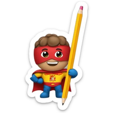 superhero pencil wearing a spain flag sticker