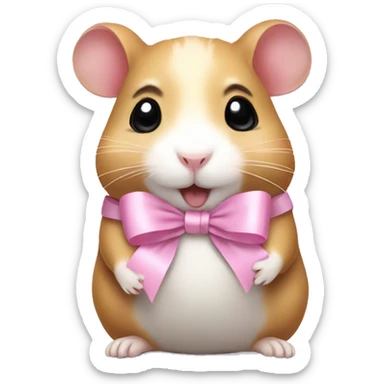 full body hamster with light pink ribbon bow sticker