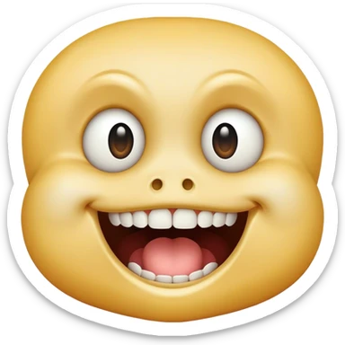 A smiley face but with buck teeth and scared eyes sticker