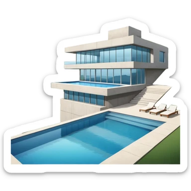 modern house on the hill, with a pool ON THE HILL WITH VIEW AT THE CITY sticker