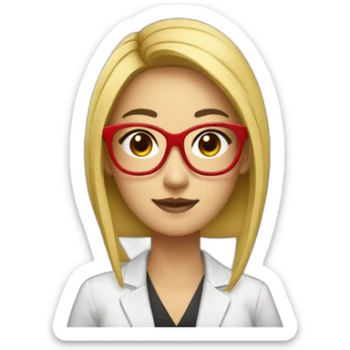Young woman asiatic teacher with red glasses and lot of flashy colors with black eyes and black square hairs  sticker