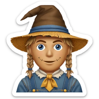 Scarecrow from the Wizard of Oz with dark blue eyes and outfit sticker