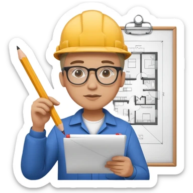 Architecter drawing a building plan sticker