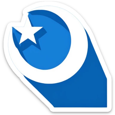 East Turkestan flag with bright blue background, white crescent moon and five-pointed star sticker