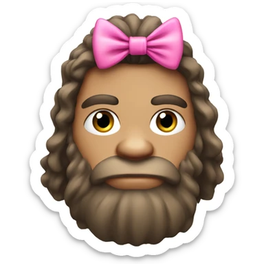 Caveman with pink bow sticker