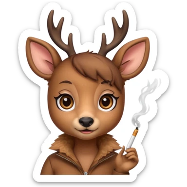 Cute female deer with cigarette with a bow bigger eyes bigger eyeliner and eyelash sticker