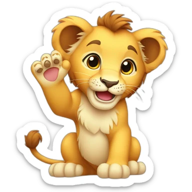 cute lion cub waving sticker