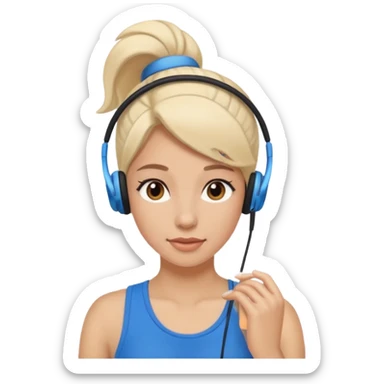 woman with ear buds sticker