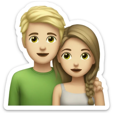Girl with blond hair kissing boy, he habe short brown hair and green eyes sticker