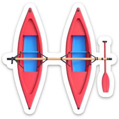 red single-person Olympic rowing boat, top view sticker