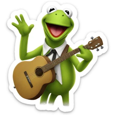 Kermit the frog singing passionately  sticker