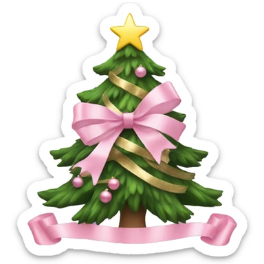 christmas tree with baby pink ribbons as decorations sticker