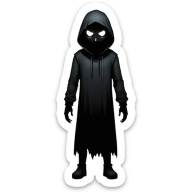 An icon featuring a dark, eerie atmosphere with a spooky environment, inspired by horror games like Resident Evil. The design includes ominous lighting, creepy shadows, and a silhouette of a character in distress. Transparent background enhances the chilling vibe of the scene. sticker