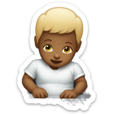 an infant using a computer sticker