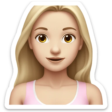 Light brown long hair pale skin yoga girl light pink clothes n sticker