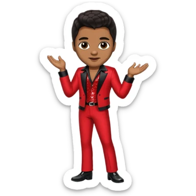 Jackie Wilson with dark brown hair, red sequin outfit sticker