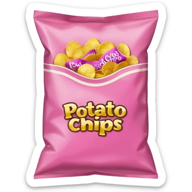 Pink bag of potato chips sticker
