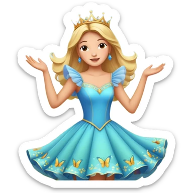 Mi princesa bailando vale entre las praderas más allá avanzando están las mariposas y el colibrí Más allá donde Cantan y danzan las mariposas y los colibrís resuenan los cantos del cielo (emmi), sticker