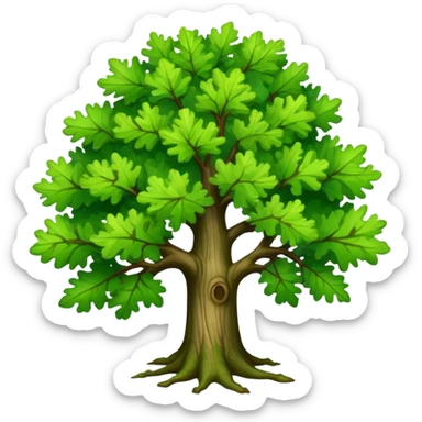 Vibrant green oak tree with full leaves sticker
