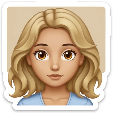 girl, tan-ish skin, brown eyes, wavy dirty blonde hair w a middle part? sticker