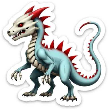 Shiny White Evil Glowing Eldritch Skeletal Creepy Edgy Badass Cool Marowak-Salandit-Duskull-Darkdramon-fusion with bloody red markings sticker