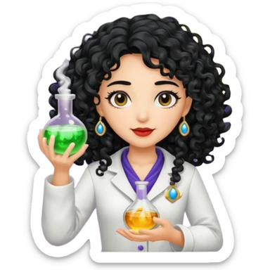 latina moon alchemist woman curly black hair potion sticker