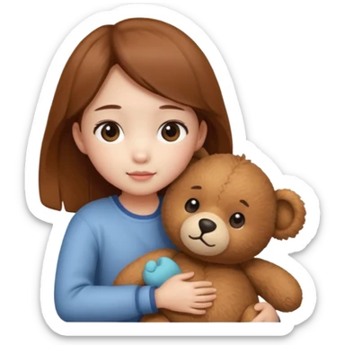 Little korean girl – hugging a teddy bear.
 sticker