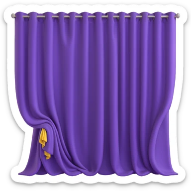 A purple curtain hanging down, made of soft fabric, slightly wrinkled or flowing sticker