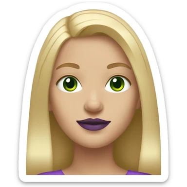 straight medium Blonde haired girl with Green eyes & purple lipstick sticker
