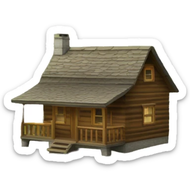 A wood cabin in the mountains and forest sticker