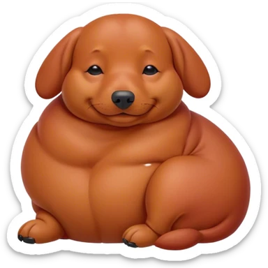 Cinematic Meme-Worthy Chubby Sleeping Red Dachshund Portrait Emoji, Head resting peacefully with a contented smile, showcasing a delightfully chubby, elongated build and a luxuriously soft red coat, eyes shut in a serene nap, Simplified yet hilariously adorable features, highly detailed, glowing with a soft, drowsy light, high shine, relaxed and utterly lovable, stylized with an air of playful laziness, bright and heartwarming, soft glowing outline, capturing the essence of a comically sleepy companion, so meme-worthy it feels like it could instantly become the next viral sensation of adorable slumber! sticker